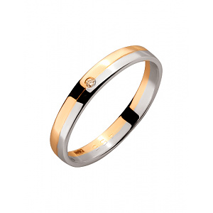 Золота обручка з діамантом (01-200512280) фотографія