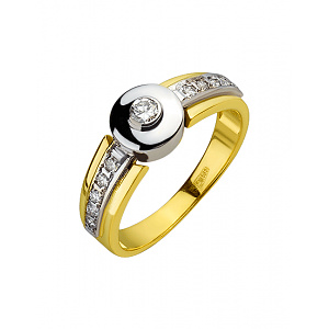 Золота каблучка з діамантами (01-200633380) фотографія