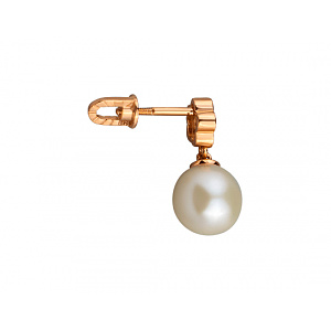 Золоті сережки з перлиною  та  фіанітом (цирконієм куб.) (01-200819380) фотографія