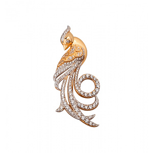 Золотая брошь с фианитами (кубическим цирконием) (8б_бр-007) фотография