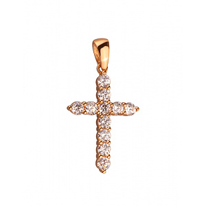 Золотой крестик с цирконием куб. (01-200020581) фотография