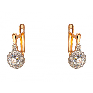 Золотые серьги с цирконием куб. (01-200055181) фотография