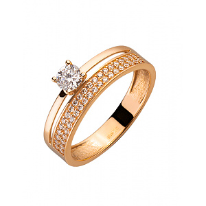 Золотое кольцо с цирконием куб. (01-200202581) фотография