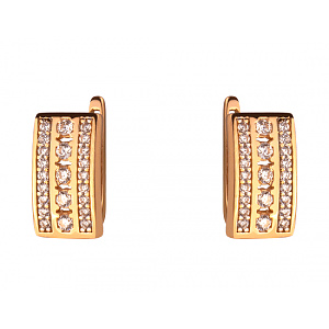 Золотые серьги с цирконием куб. (01-200219081) фотография