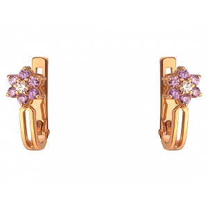 Золоті сережки з цирконієм куб. (01-200243981) фотографія