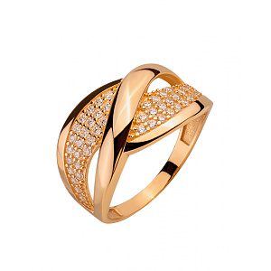 Золотое кольцо с цирконием куб. (01-200355481) фотография