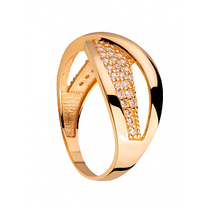 Золотое кольцо с цирконием куб. (01-200355481) фотография