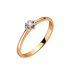 Золотое кольцо с бриллиантом (01-200432981) фотография