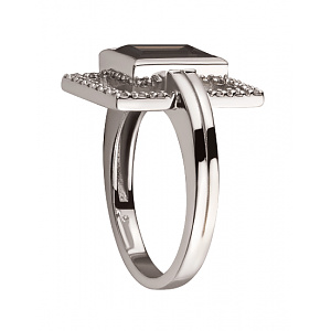 Золота каблучка з діамантами  та  кварцом (01-200468481) фотографія