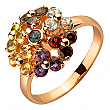 Золотое кольцо с аметистами, гранатами, кварцами, топазами, хризолитами  и  цитринами 01-200510781 фотография 1