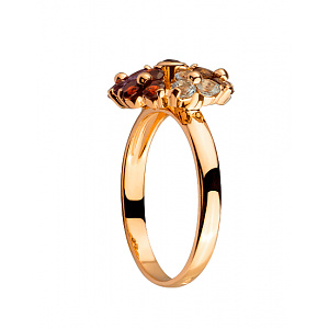 Золотое кольцо с аметистами, гранатами, кварцами, топазами, хризолитами  и  цитринами (01-200510781) фотография