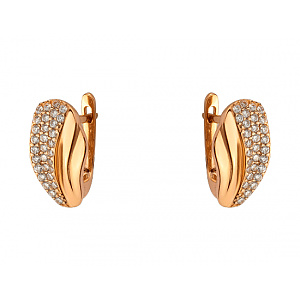 Золоті сережки з цирконієм куб. (01-200526581) фотографія