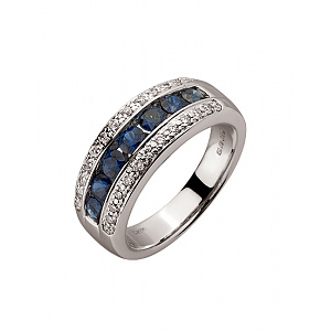 Золота каблучка з діамантами  та  корундами (01-200535081) фотографія