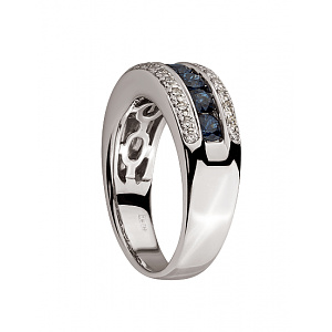 Золота каблучка з діамантами  та  корундами (01-200535081) фотографія