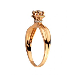 Золота каблучка з діамантами (01-200542681) фотографія