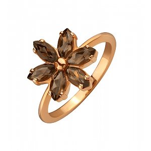 Золота каблучка з кварцами (1к-261) фотографія