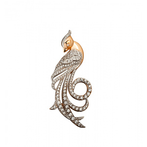 Золотая брошь с фианитами  и  циркониями (8б_бр-007) фотография