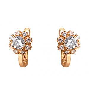 Золотые серьги с цирконием куб. (01-19017382) фотография