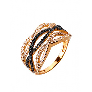 Золота каблучка з цирконіями (01-19201482) фотографія