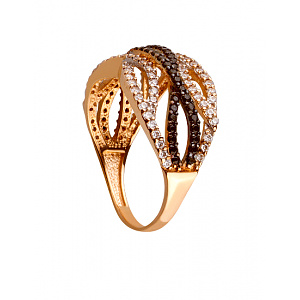 Золота каблучка з цирконіями (01-19201482) фотографія