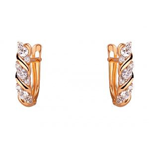 Золоті сережки з цирконієм куб. (01-200092582) фотографія