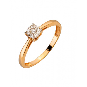 Золота каблучка з діамантами (01-200159882) фотографія