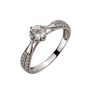 Золотое кольцо с цирконием куб. (01-200343682) фотография