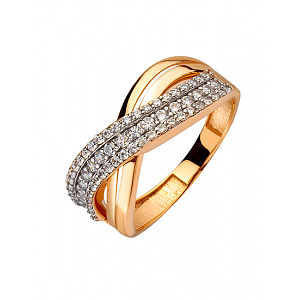 Золотое кольцо с цирконием куб. (01-200395282) фотография