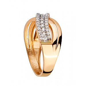 Золотое кольцо с цирконием куб. (01-200395282) фотография