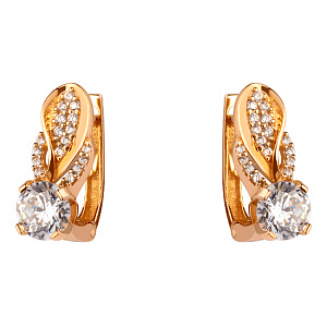 Золотые серьги с цирконием куб. (01-200438282) фотография