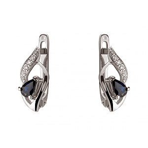 Золоті сережки з діамантами  та  корундами (01-200465882) фотографія