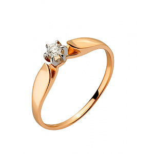 Золотое кольцо с бриллиантом (01-200530782) фотография