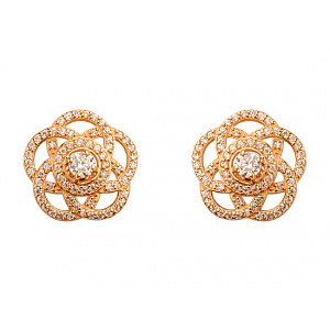 Золотые серьги с цирконием куб. (01-200535182) фотография