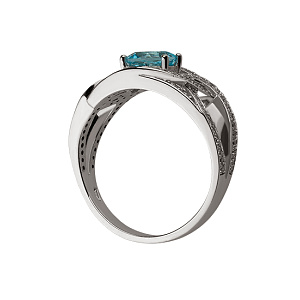 Золота каблучка з діамантами  та  топазом (2б_к-156) фотографія