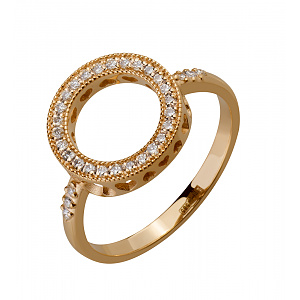 Золота каблучка з діамантами (1б_к-226) фотографія