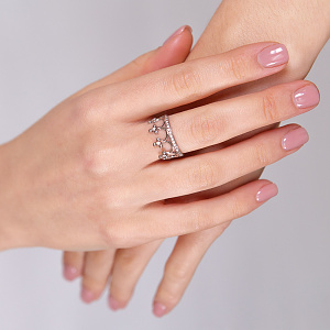 Золота каблучка з фіанітами  та  цирконіями (2б_к-306) картинка Золота каблучка з фіанітами  та  цирконіями (2б_к-306) фотографія