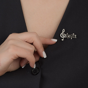 Золотая брошь с фианитами (кубическим цирконием) (2б_бр-021) фотография