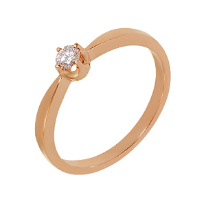 Золота каблучка з діамантом (1к-036) фотографія