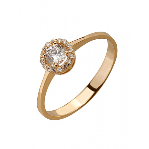 Золотое кольцо с цирконием куб. (01-18375483) фотография