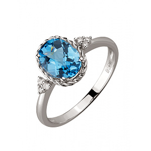 Золотое кольцо с бриллиантами  и  топазом (01-18754983) фотография