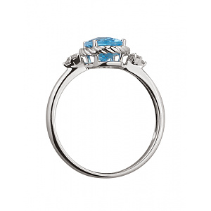 Золотое кольцо с бриллиантами  и  топазом (01-18754983) фотография