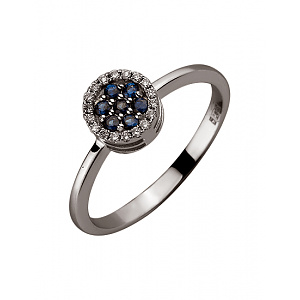 Золота каблучка з діамантами  та  корундами (01-200202483) фотографія