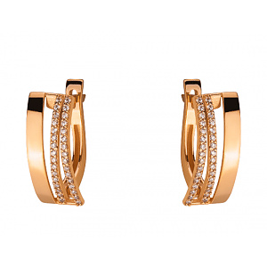 Золотые серьги с фианитом (цирконием куб.) (01-200283083) фотография