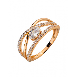 Золотое кольцо с цирконием куб. (01-200343583) фотография