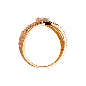 Золотое кольцо с цирконием куб. (01-200343583) фотография