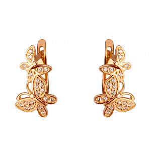 Золоті сережки з цирконієм куб. (01-200388283) фотографія