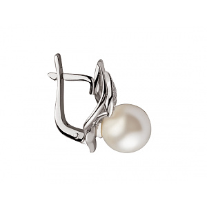 Золотые серьги с бриллиантами  и  жемчугом (01-200465883) фотография