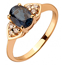 Золота каблучка з діамантами  та  корундом (01-200563583) Золота каблучка з діамантами  та  корундом (01-200563583)