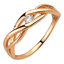 Золота каблучка з фіанітом (цирконієм куб.) (01-200742483)