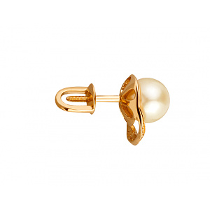 Золоті сережки з перлиною  та  фіанітом (цирконієм куб.) (01-200745983) фотографія